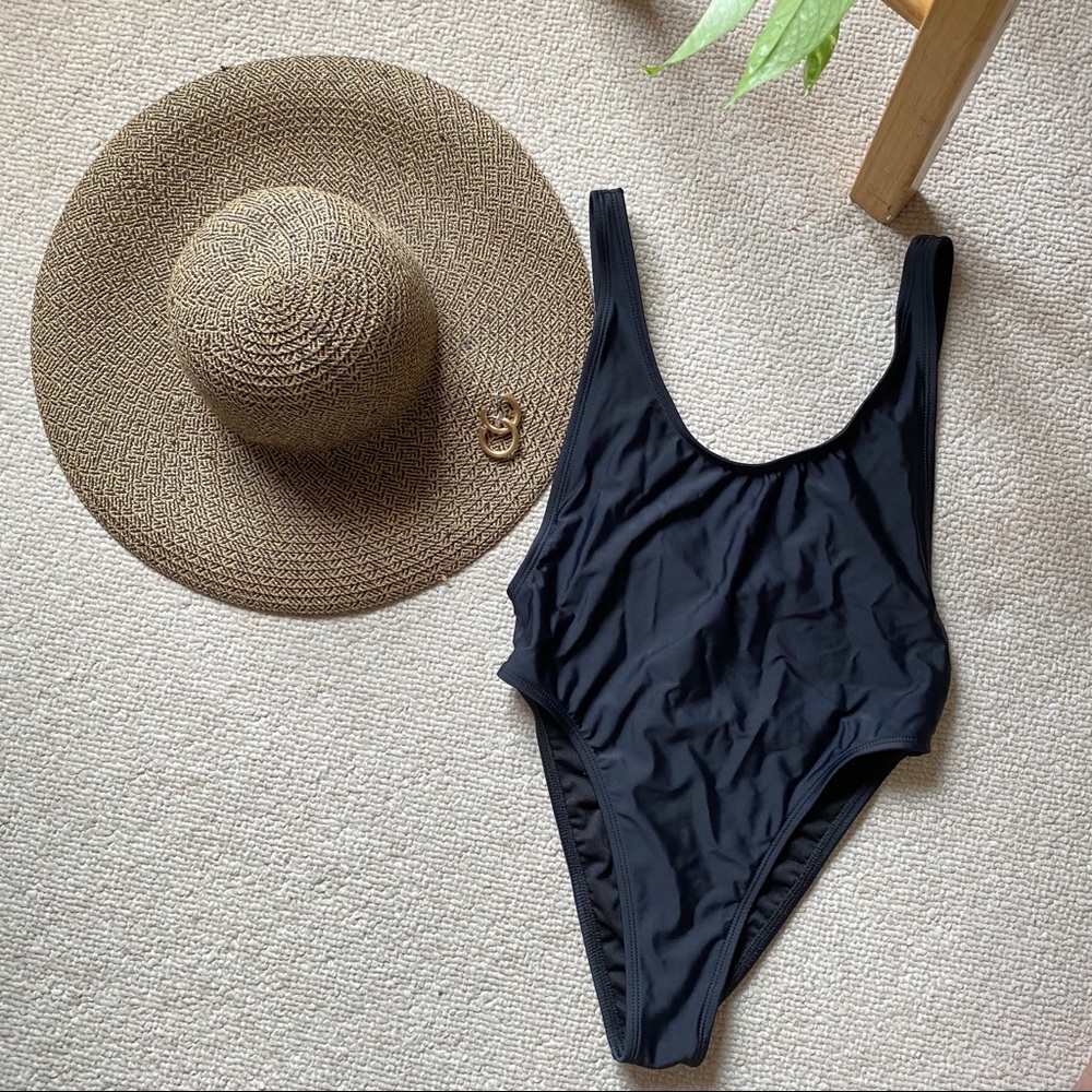 Black one piece bathing suit
